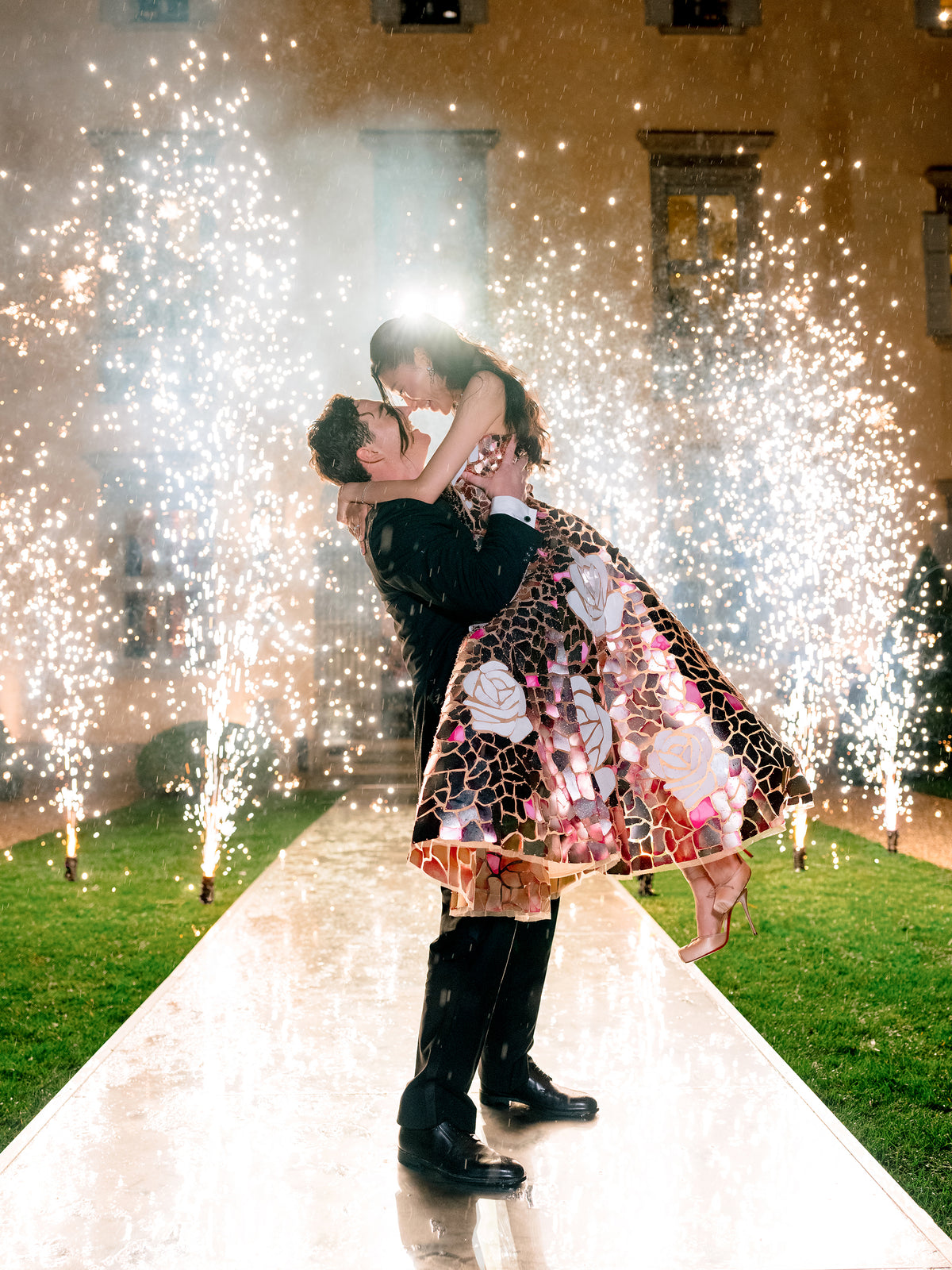 Bespoke Pearl Mass Rose Menu  | Rebecca Bloom's Lake Como Wedding | Villa Balbiano