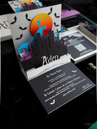 3D Pop Up Bat Mitzvah Halloween Invitation | Tim Burton Nightmare Before Christmas Box