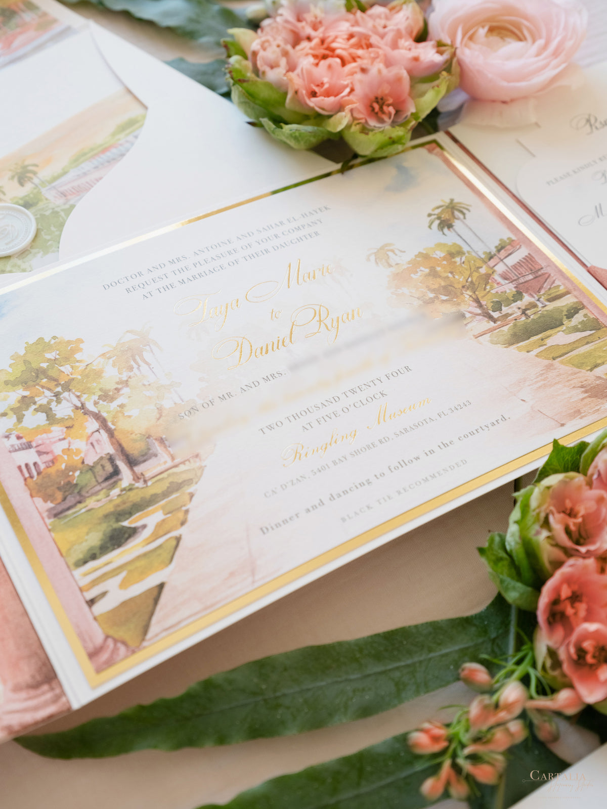 Ringling Museum Wedding, Sarasota, Florida, Wedding Invitation Suite | Bespoke Commission T&D