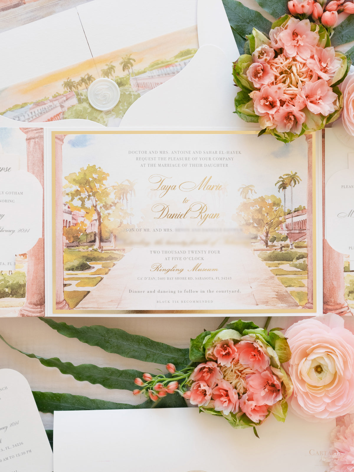 Ringling Museum Wedding, Sarasota, Florida, Wedding Invitation Suite | Bespoke Commission T&D