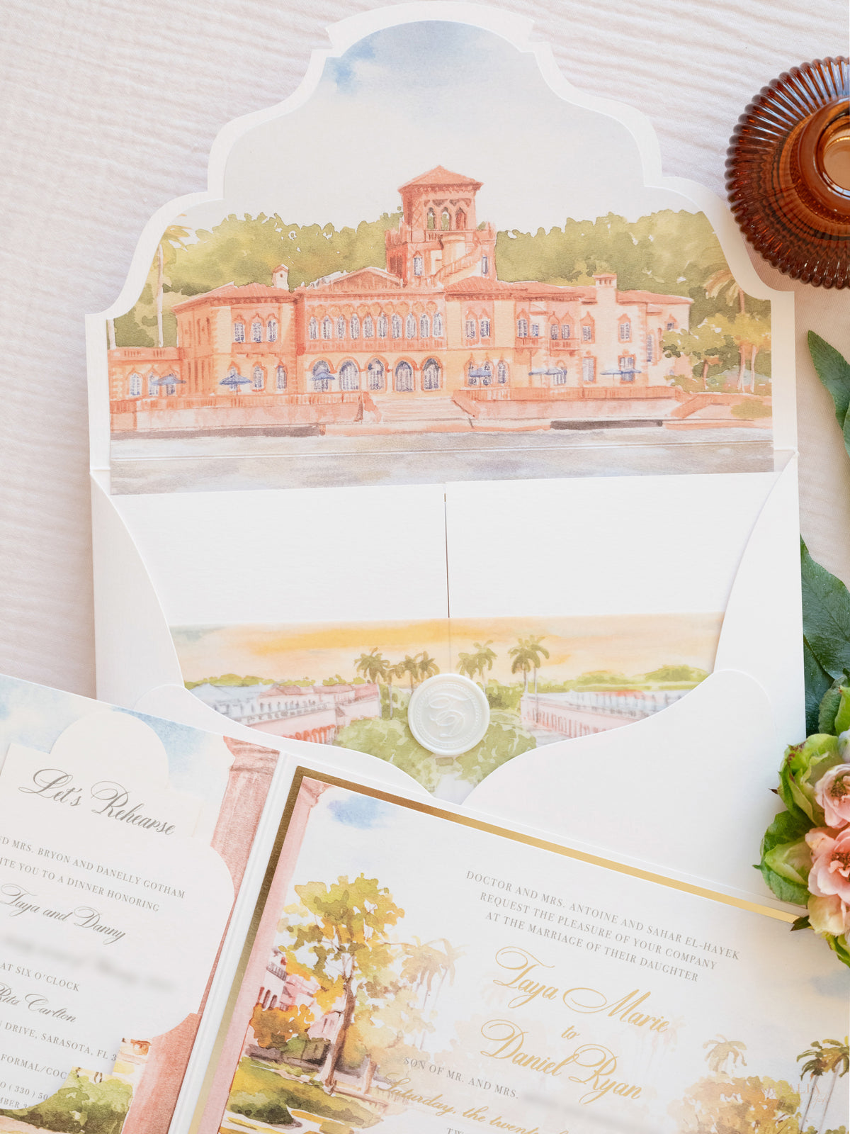 Ringling Museum Wedding, Sarasota, Florida, Wedding Invitation Suite | Bespoke Commission T&D