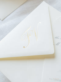 Suite de invitación de boda con bolsillo de acuarela Santorini | Comisión personalizada de frutas y hortalizas