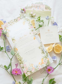 Bespoke Book Boxed Style Luxury Hand Made Pocket | Watercolor Floral Lemon Motifs | The Old Rectory Estate, Bletchingley