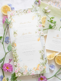 Bespoke Book Boxed Style Luxury Hand Made Pocket | Watercolor Floral Lemon Motifs | The Old Rectory Estate, Bletchingley