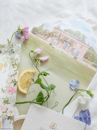 Bespoke Book Boxed Style Luxury Hand Made Pocket | Watercolor Floral Lemon Motifs | The Old Rectory Estate, Bletchingley