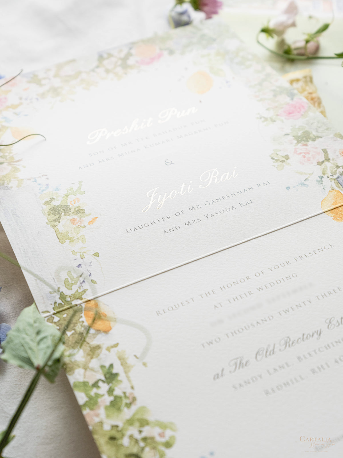 Bespoke Book Boxed Style Luxury Hand Made Pocket | Watercolor Floral Lemon Motifs | The Old Rectory Estate, Bletchingley