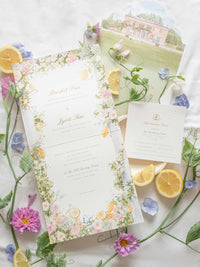 Bespoke Book Boxed Style Luxury Hand Made Pocket | Watercolor Floral Lemon Motifs | The Old Rectory Estate, Bletchingley