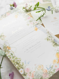 Bespoke Book Boxed Style Luxury Hand Made Pocket | Watercolor Floral Lemon Motifs | The Old Rectory Estate, Bletchingley