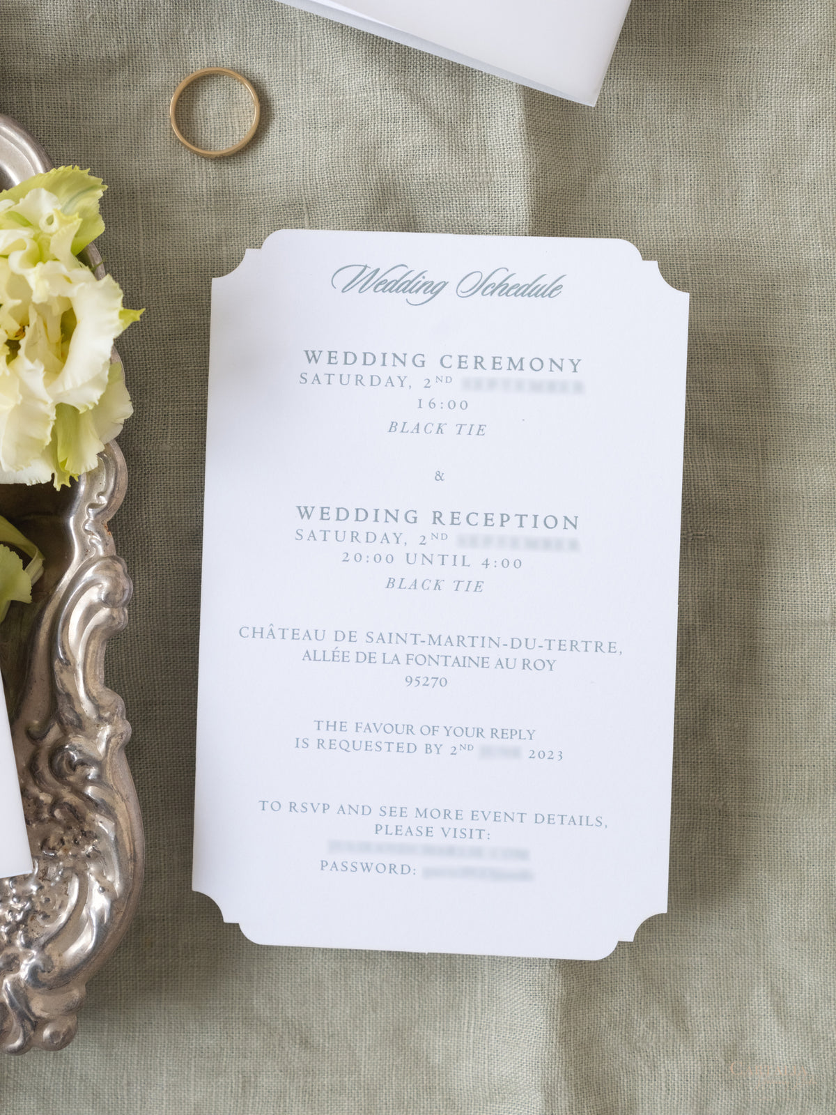 Lujosa suite de invitación en pergamino con diseño de acuarela personalizado | Comisión personalizada J&C