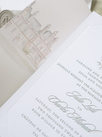 Lujosa suite de invitación en pergamino con diseño de acuarela personalizado | Comisión personalizada J&C