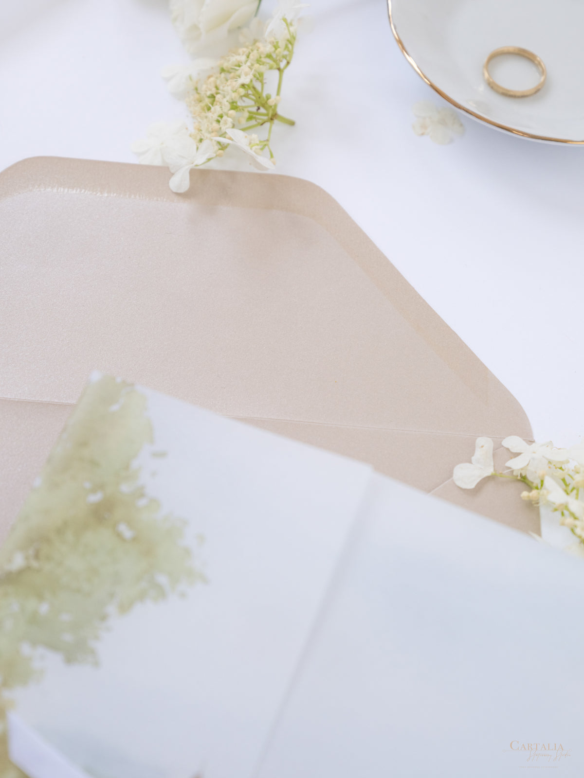 Invitación de boda de acuarela de pergamino | Hotel Petersham | Comisión R&J a medida