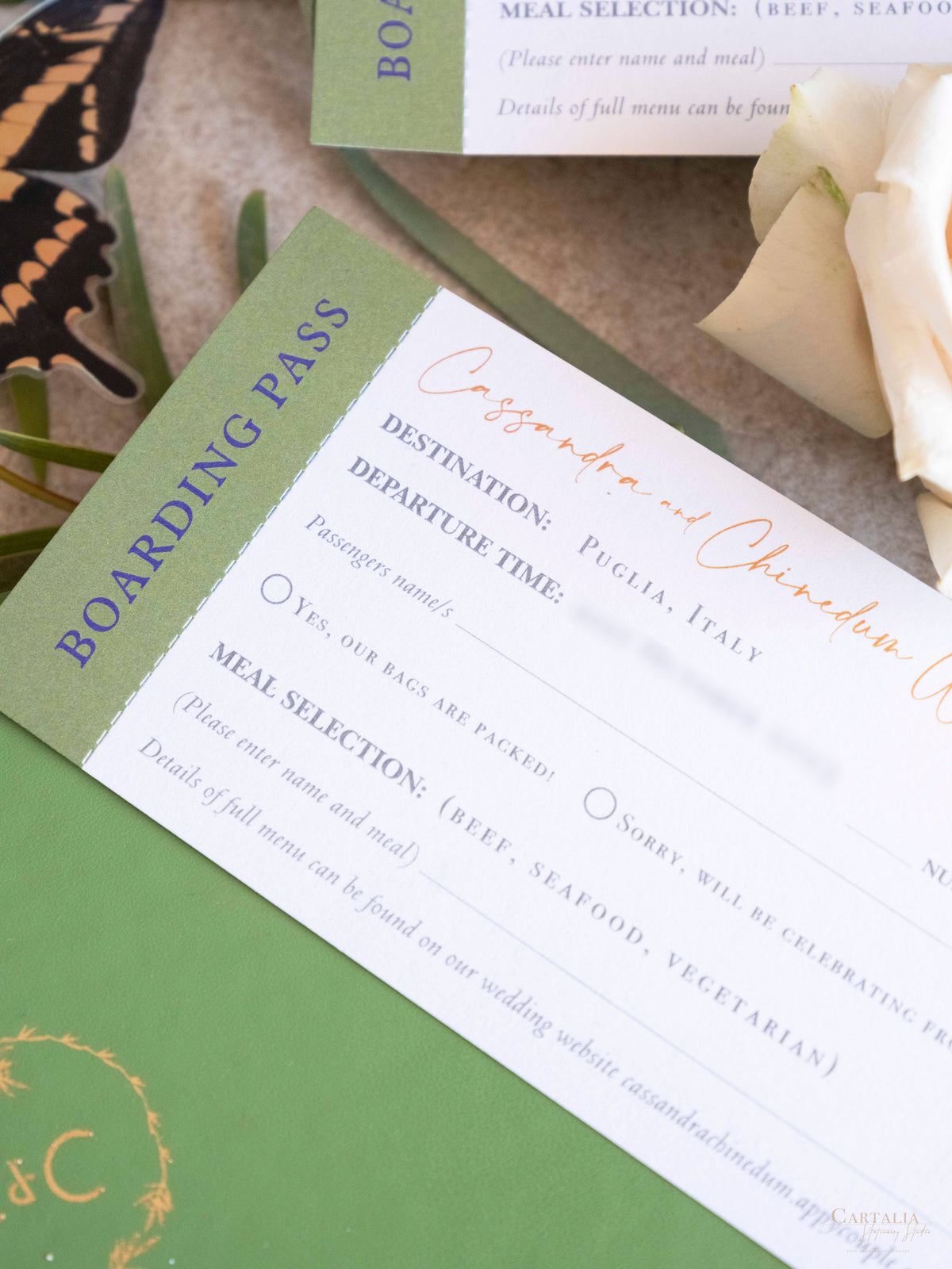 Caja de boda de lujo con pasaporte en cuero vegano y lugar | Apulia, Italia| C&C a medida