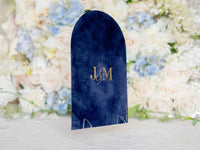 Bespoke Velvet Table Number | Monogram 3D Gold Plexi