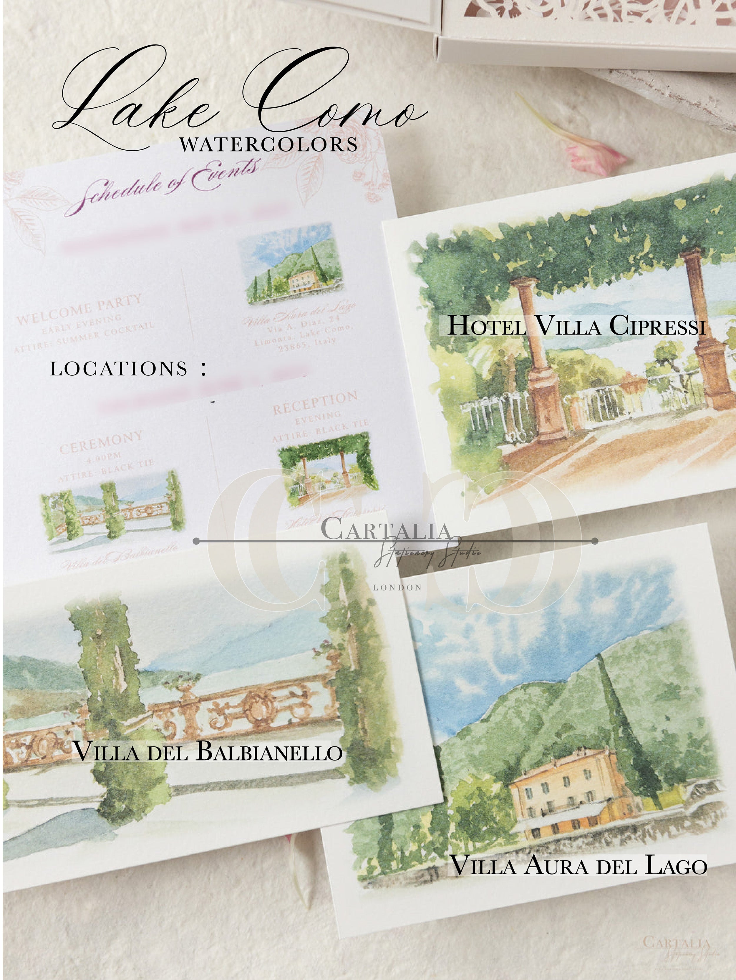 Watercolor Lake Como, Villa Cipressi, Villa Aura Del Lago_ Villa