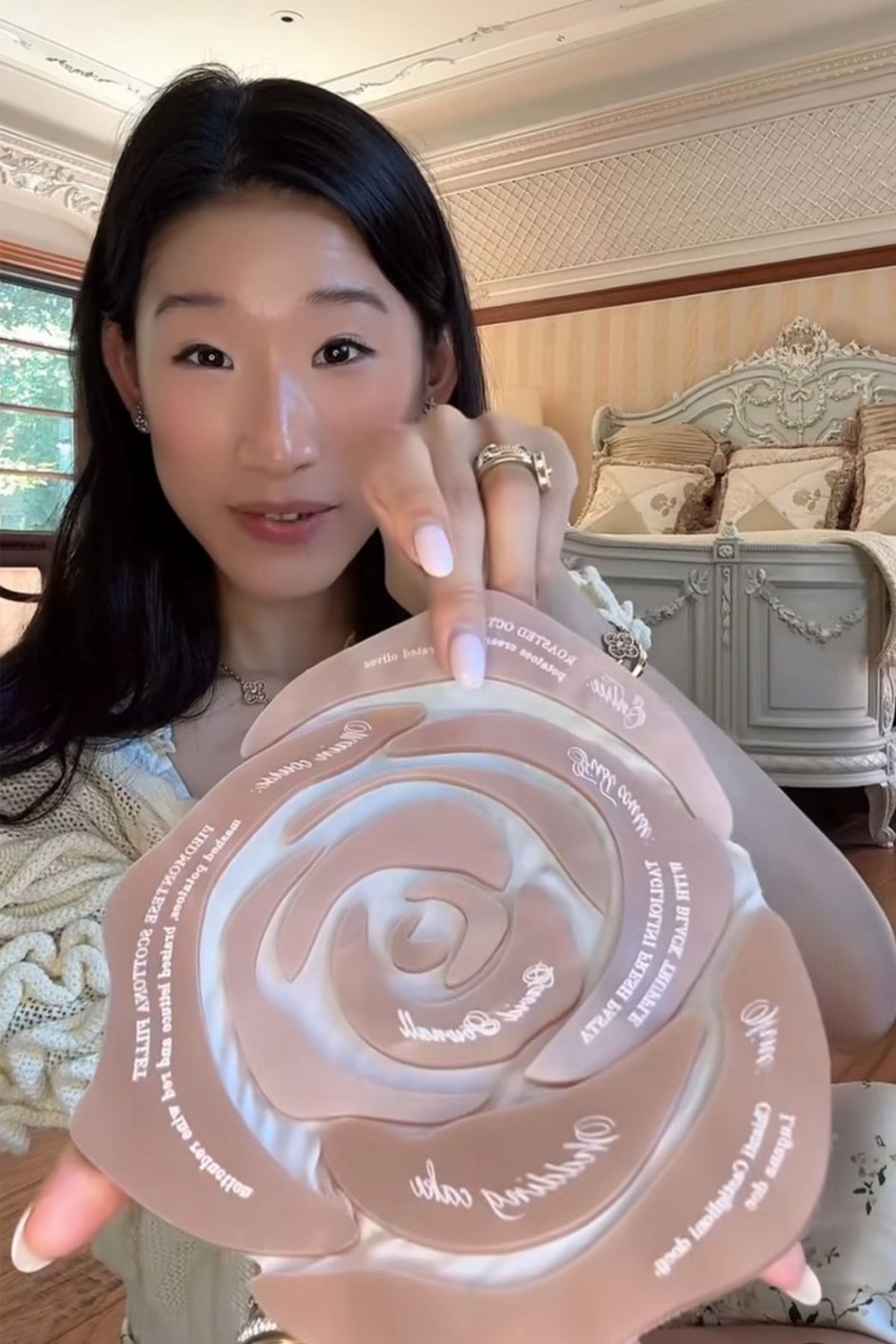 Bespoke Pearl Mass Rose Menu  | Rebecca Bloom's Lake Como Wedding | Villa Balbiano