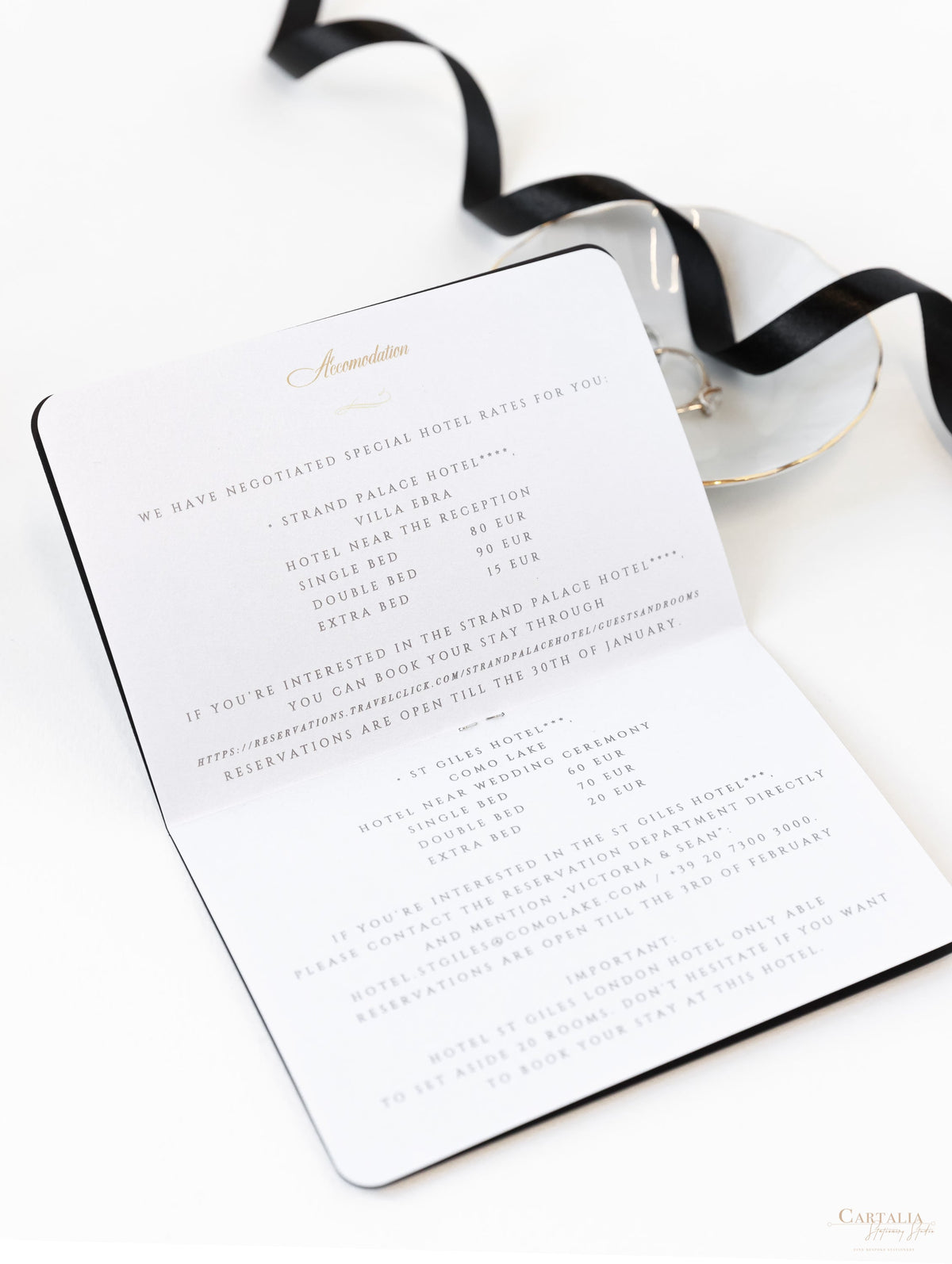 White & Black FOLDER Travel Wallet: Luxury Wedding Passport Invitation Suite in Pocket & Gold Mirror Tag