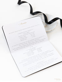 White & Black FOLDER Travel Wallet: Luxury Wedding Passport Invitation Suite in Pocket & Gold Mirror Tag