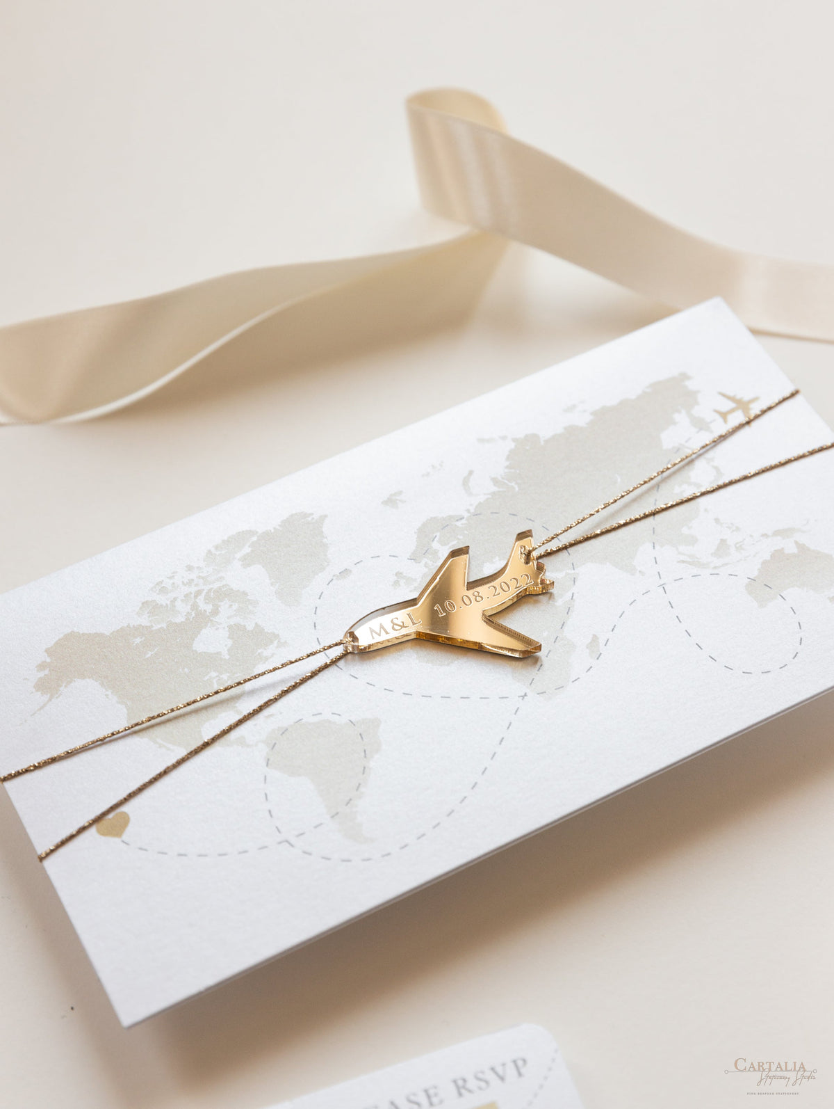 FOLDER Travel Wallet: Luxury Gold Wedding Passport Invite in Pocket & Mirror Tag Passport Invitation Suite