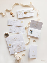 FOLDER Travel Wallet: Luxury Gold Wedding Passport Invite in Pocket & Mirror Tag Passport Invitation Suite