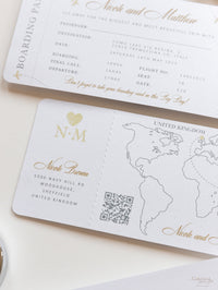 FOLDER Travel Wallet: Luxury Gold Wedding Passport Invite in Pocket & Mirror Tag Passport Invitation Suite