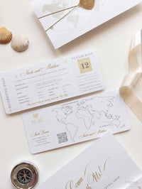 FOLDER Travel Wallet: Luxury Gold Wedding Passport Invite in Pocket & Mirror Tag Passport Invitation Suite