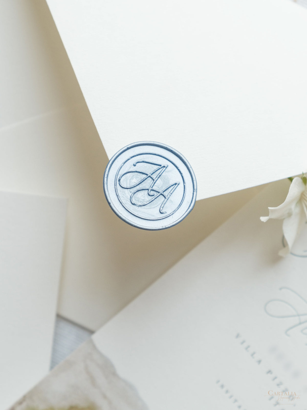 Luxury Hand Painted Save The Date with Venue Watercolour & Wax Seal | Villa Pizzo, Lake Como, Italy