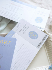 Passport Invitation Suite with Custom Vellum Watercolour Design | Villa Eva, Ravello, Amalfi Coast