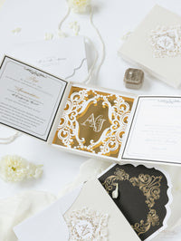 Caja a medida Golden Couture: Diseño personalizado en 3D | Comisión personalizada A&J