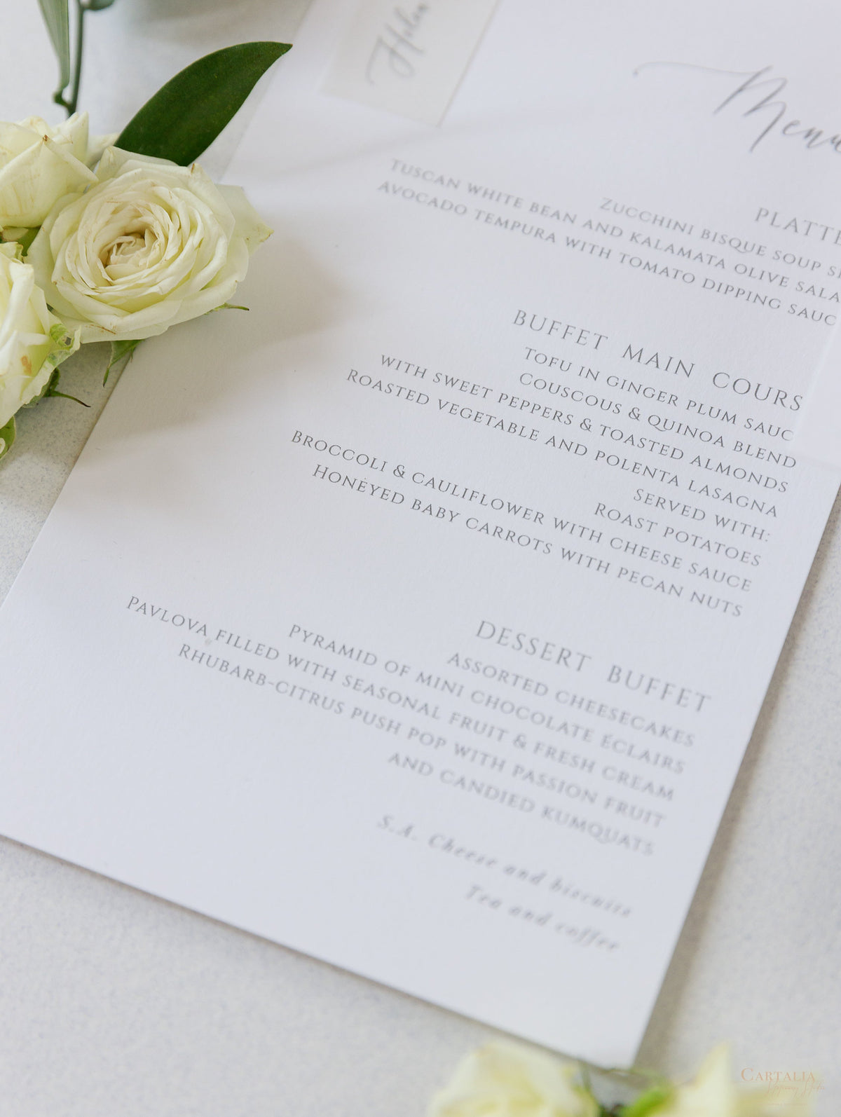 Classic Wedding Menu with Guest Names & Wax Seal