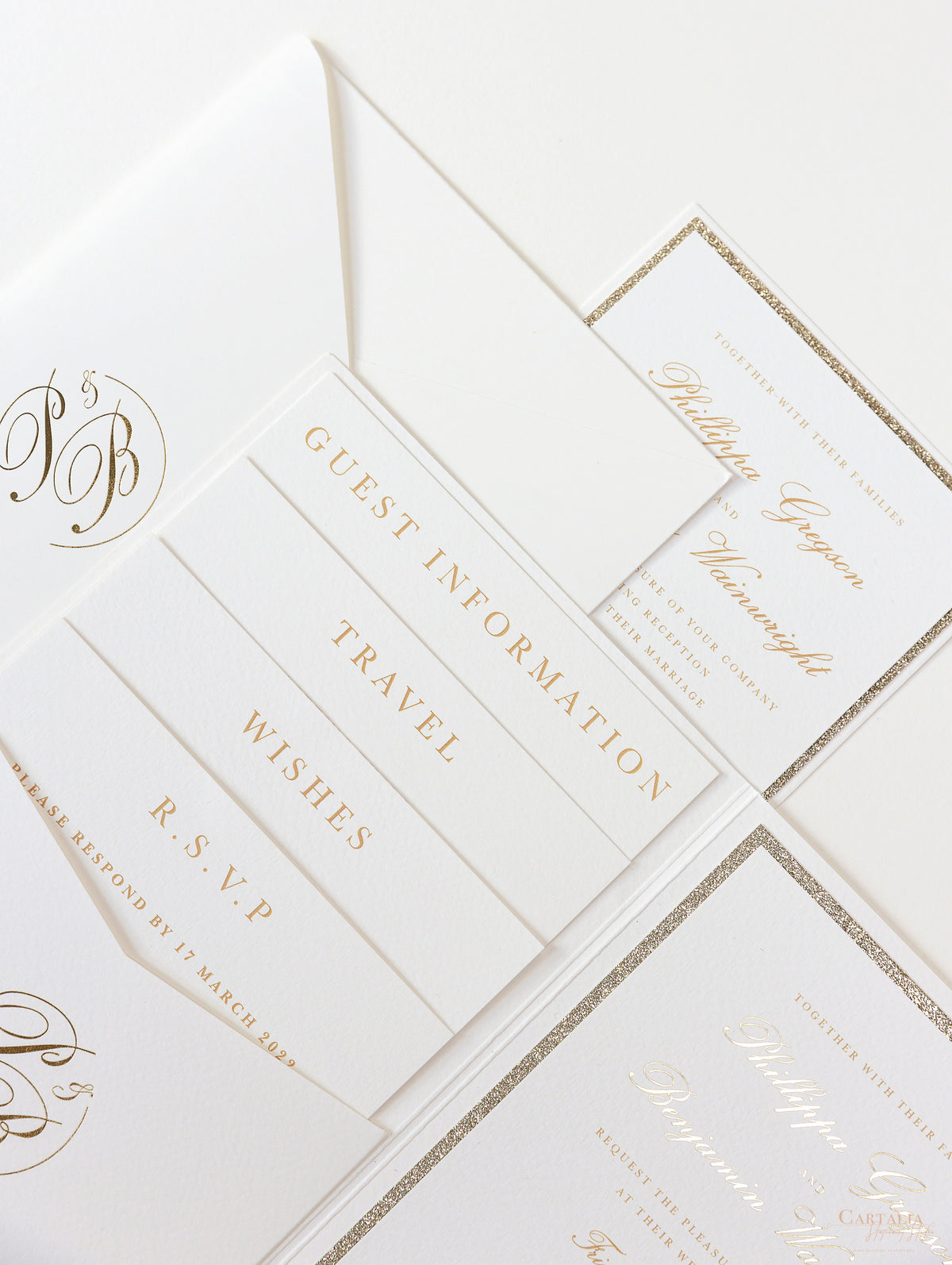 Invitaciones de boda en Grantley Hall | Comisión personalizada P&B