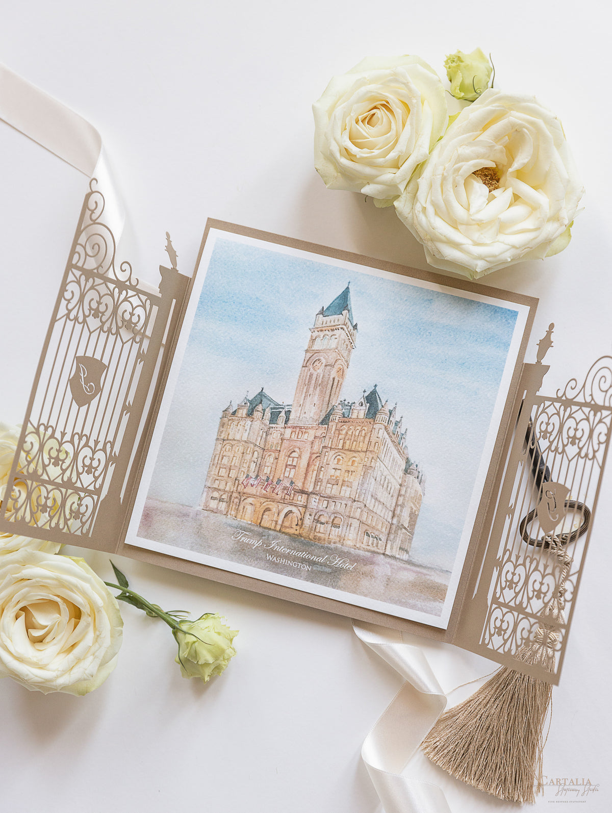 Invitación de boda Waldorf Astoria Washington | Comisión a medida J&G