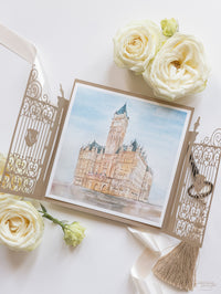 Invitación de boda Waldorf Astoria Washington | Comisión a medida J&G