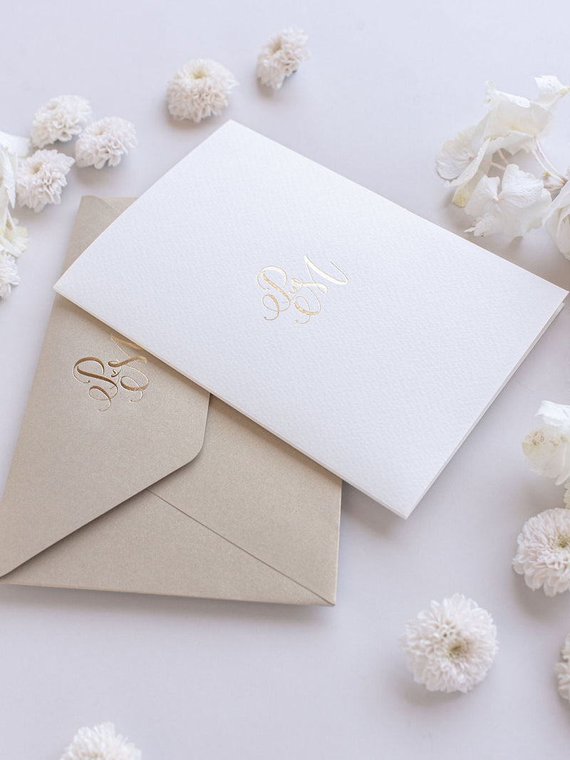 Luxury Royal Gold Foil Confetti Dotted Gold and White Pocket fold