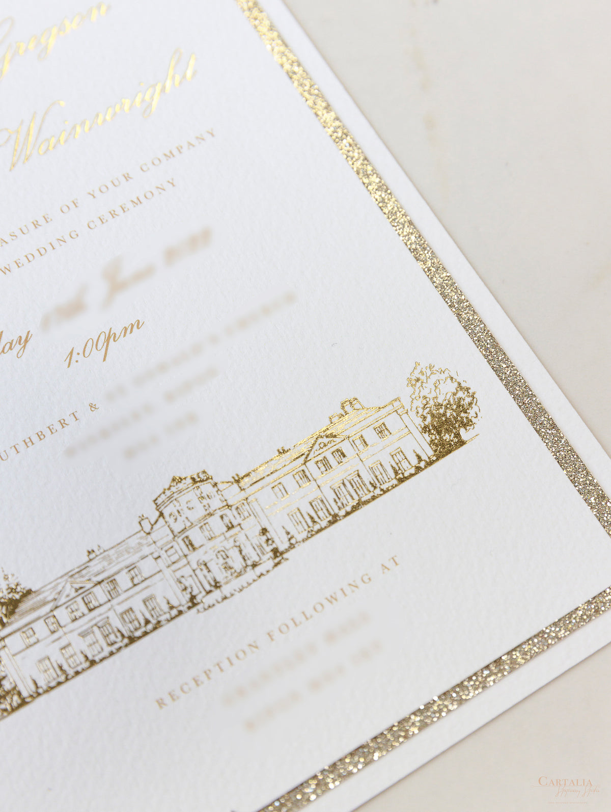 Invitaciones de boda en Grantley Hall | Comisión personalizada P&B