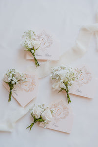 Blush Deckled Edge Luxury Rose Gold Foil Place card