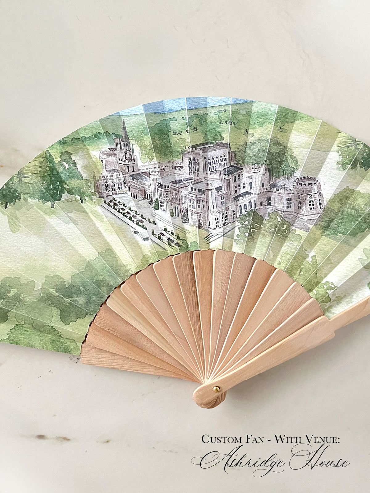Hand Made 100% Wooden Custom Wedding Fan, Printed with Menu, Monogram and Engraved with Guest Names