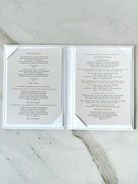 His & Her's Hard Back Luxury Vow Books Handmade In Luxury White Vegan Leather  / Linen or Velvet Folio