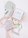 Bespoke Commission Illustration Venue Ornamental Gate Laser Cut Modern Square Wedding Invitation Die Cut Envelope + Rsvp Card