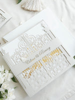 Your Own Venue Ornamental Gate Laser Cut  Foiled Venue Wedding Invitation.
