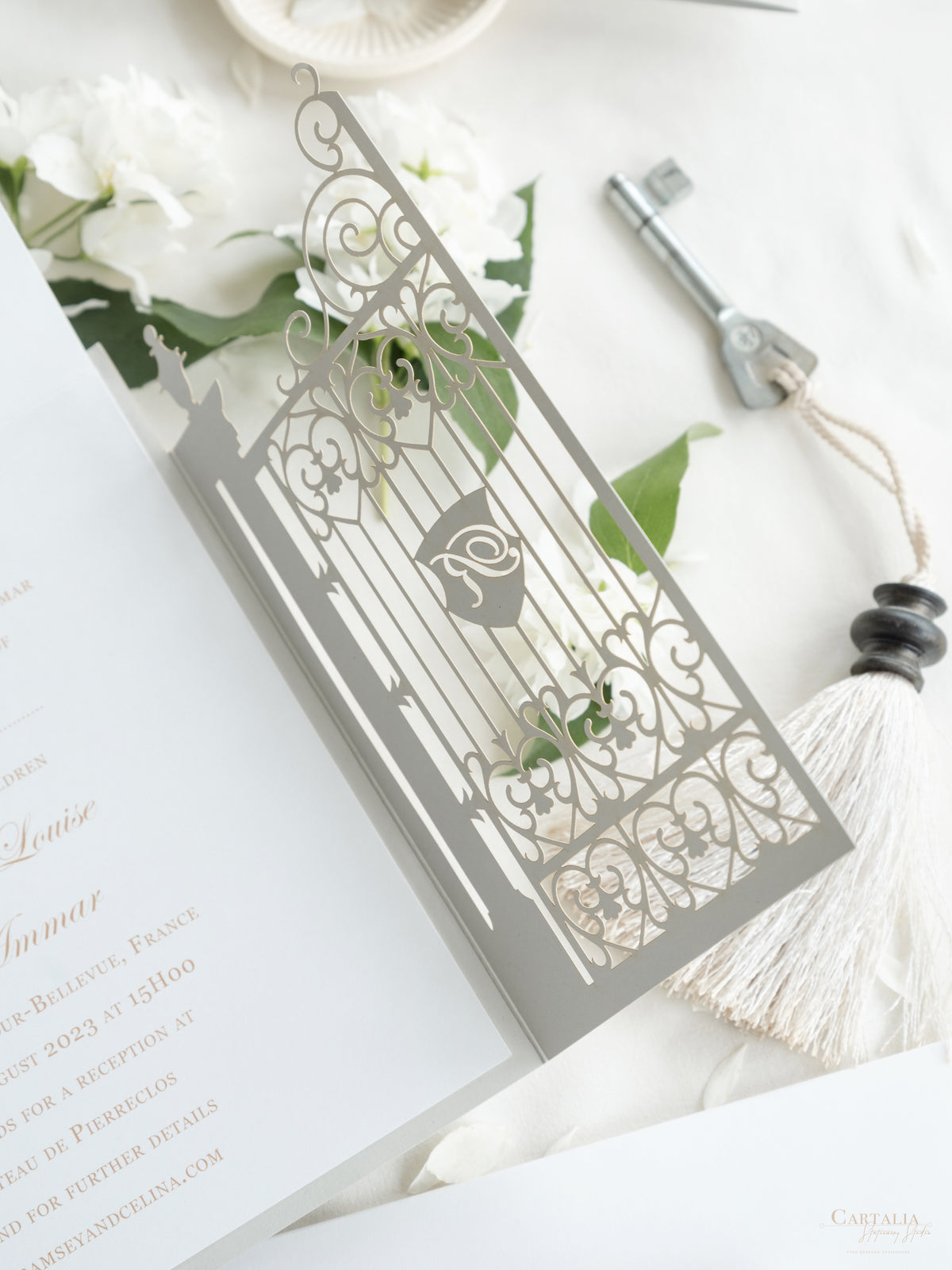 Your Own Venue Ornamental Gate Laser Cut  Foiled Venue Wedding Invitation