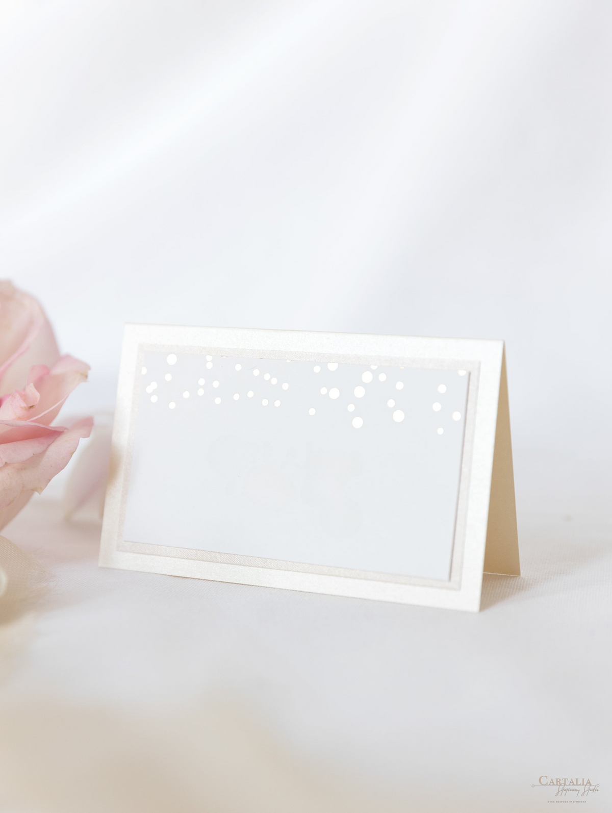 Classic Champagne and Rose Gold Confetti Place Card