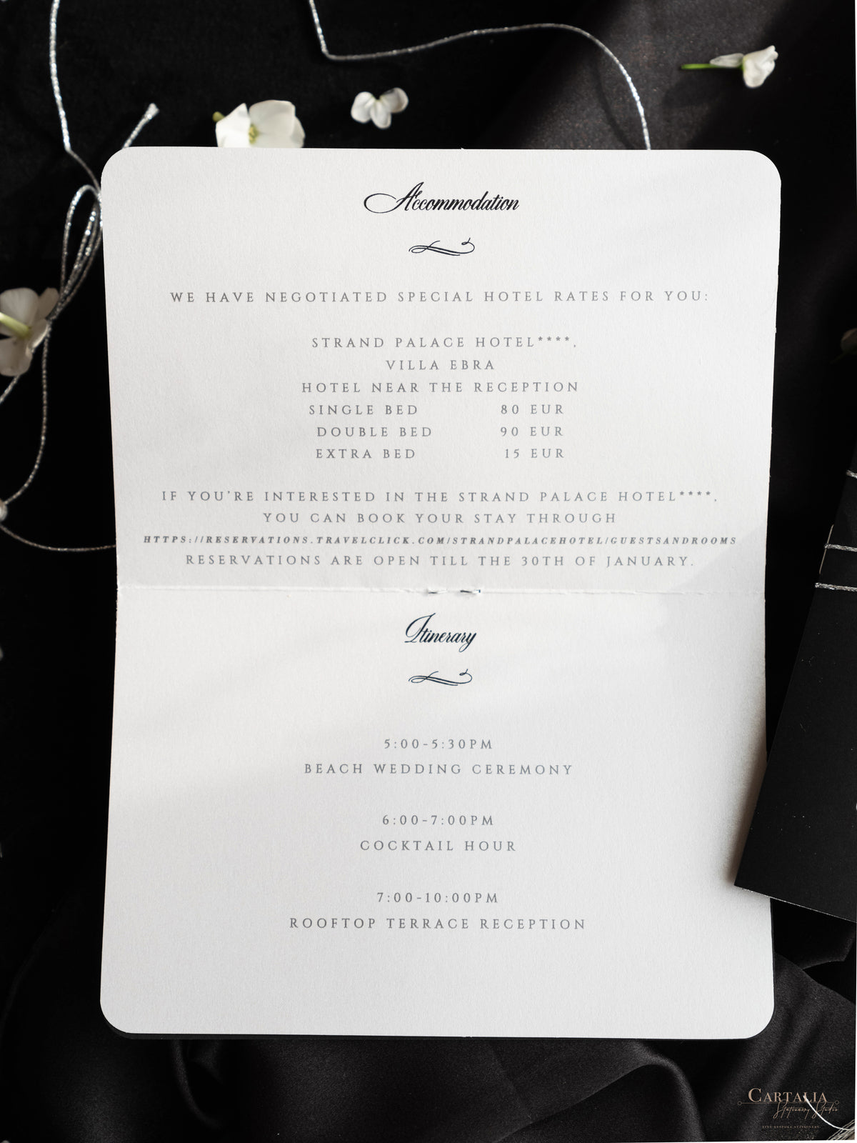 Black Luxury Passport Wedding Invitation Suite with Silver Glitter & Real Silver Foil