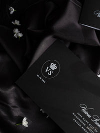 Black Luxury Passport Wedding Invitation Suite with Silver Glitter & Real Silver Foil