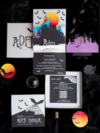 3D Pop Up Bat Mitzvah Halloween Invitation | Tim Burton Nightmare Before Christmas Box