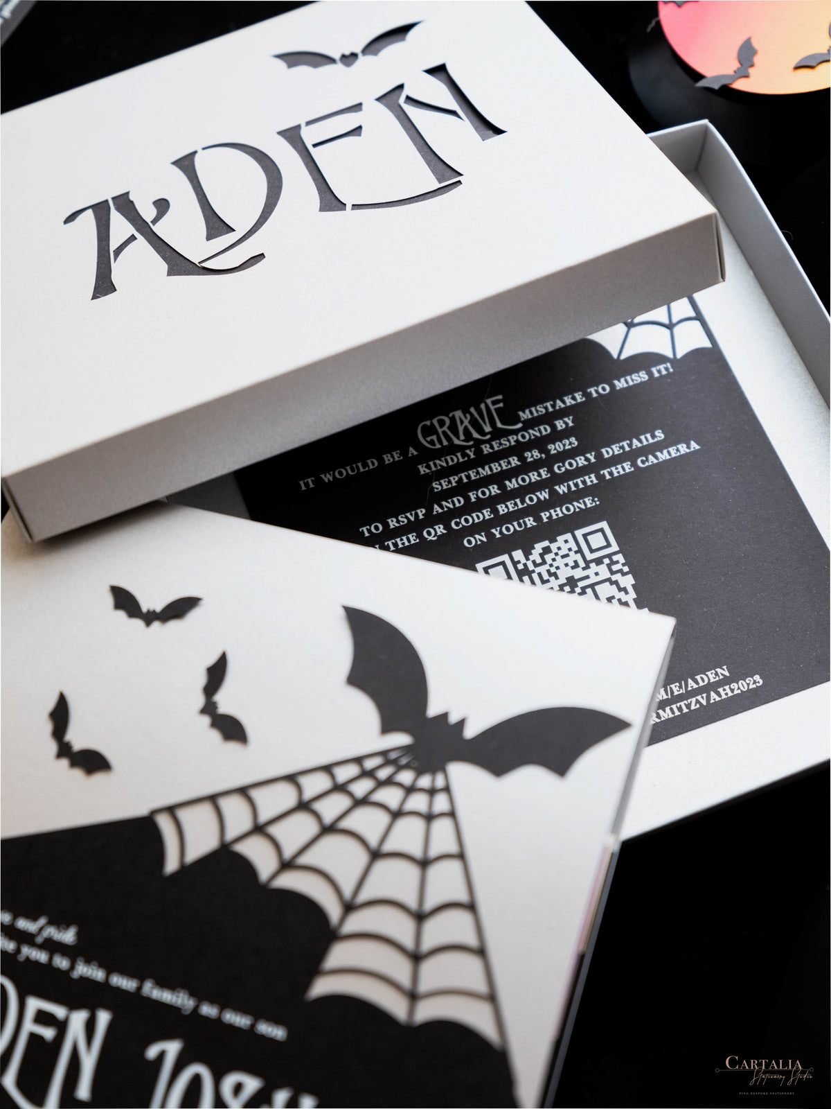 3D Pop Up Bat Mitzvah Halloween Invitation | Tim Burton Nightmare Before Christmas Box