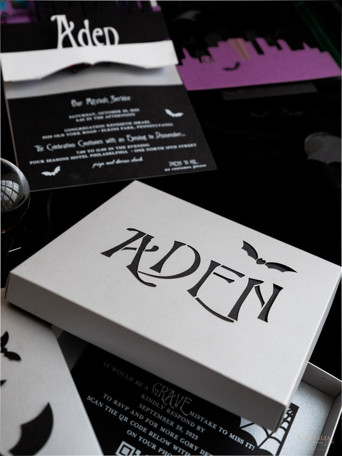 3D Pop Up Bat Mitzvah Halloween Invitation | Tim Burton Nightmare Before Christmas Box