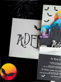 3D Pop Up Bat Mitzvah Halloween Invitation | Tim Burton Nightmare Before Christmas Box