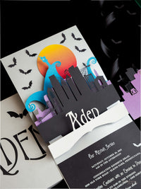3D Pop Up Bat Mitzvah Halloween Invitation | Tim Burton Nightmare Before Christmas Box