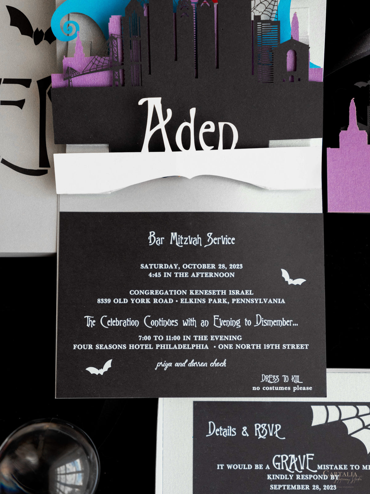 3D Pop Up Bat Mitzvah Halloween Invitation | Tim Burton Nightmare Before Christmas Box