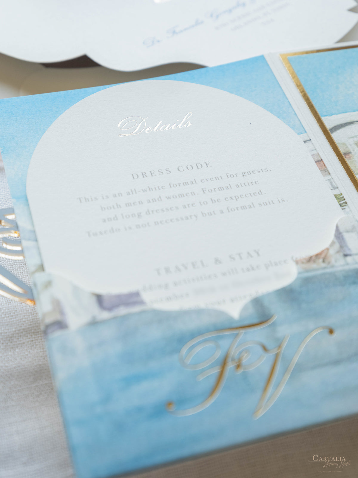 Suite de invitación de boda con bolsillo de acuarela Santorini | Comisión personalizada de frutas y hortalizas